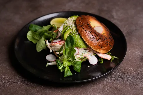 Crab bagel toast