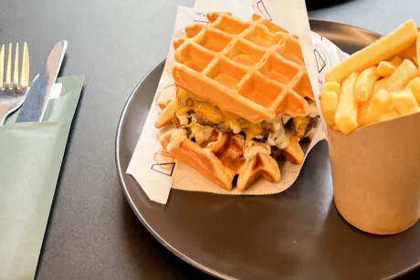 Meat waffle Burger