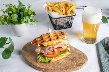 Chicken waffle burger 